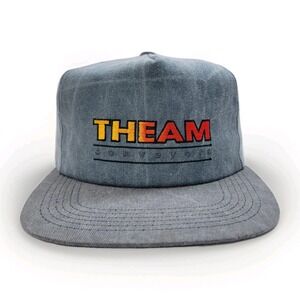 Vintage K Products Theam Conveyors Denim Snapback Hat USA Made Embroidered Cap
